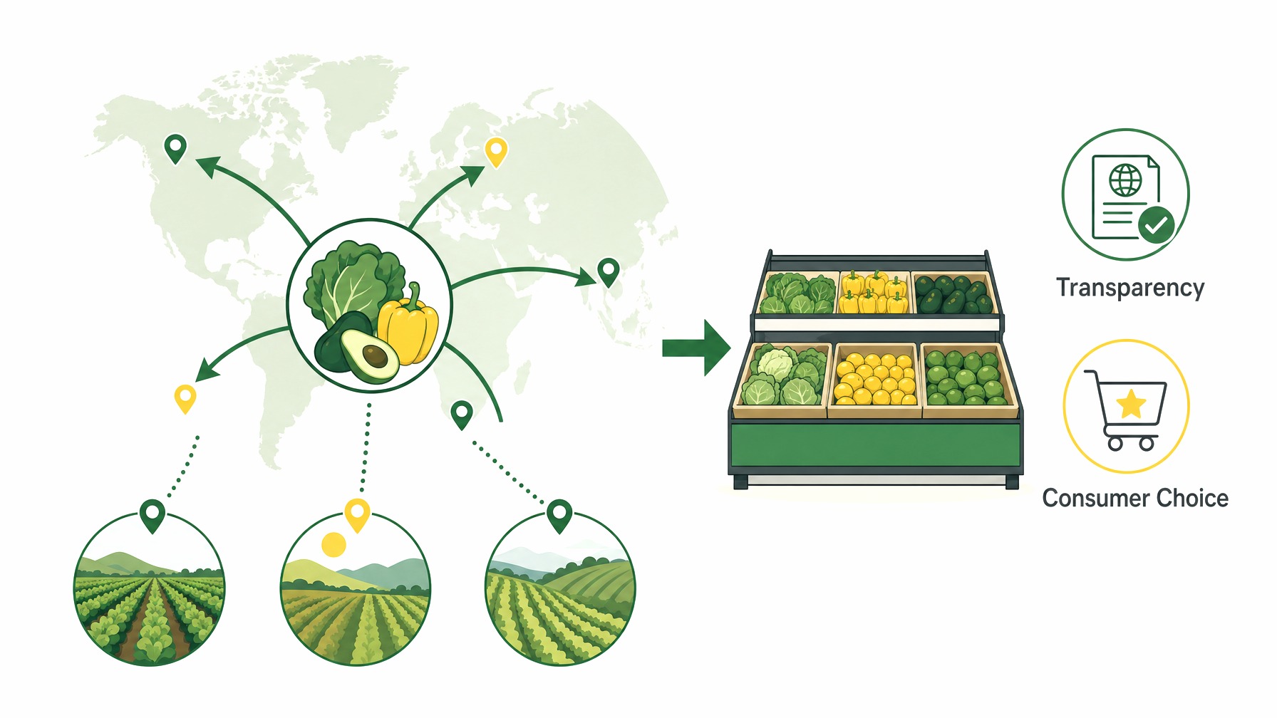 Infographic showing Country of Origin Labeling for fresh produce.