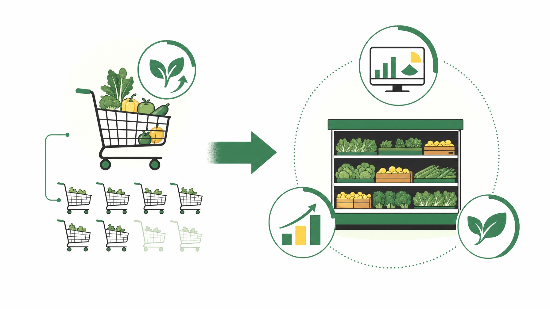 Flow chart showing consumer demand changes guiding retailer strategies.