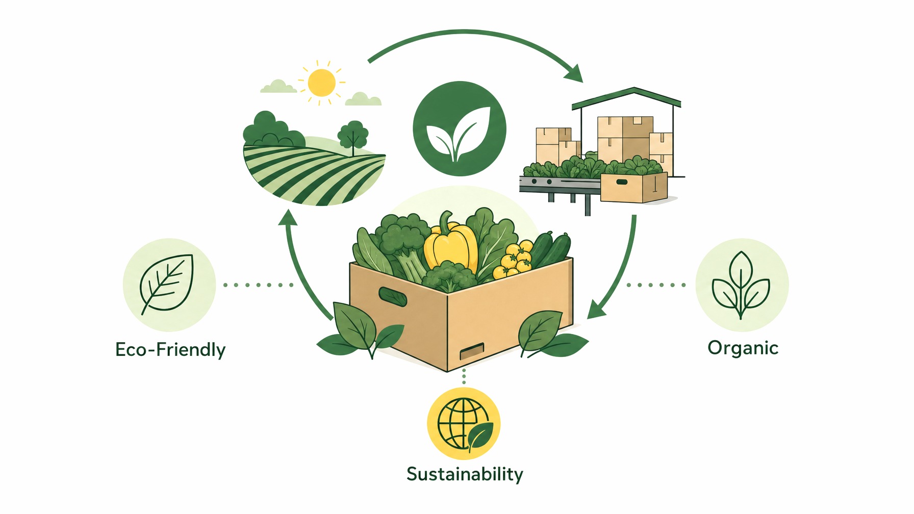 Infographic of sustainability marketing strategies for fresh produce.