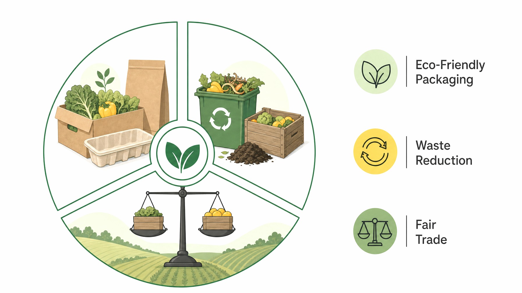 Sustainable practices in produce industry infographic.