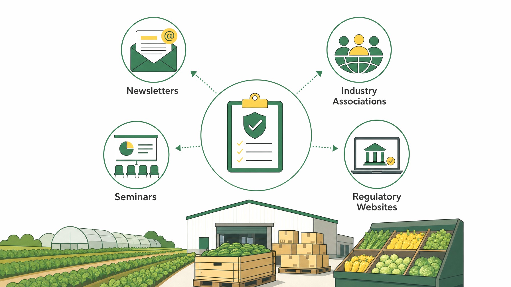 Infographic on staying informed about regulatory updates.