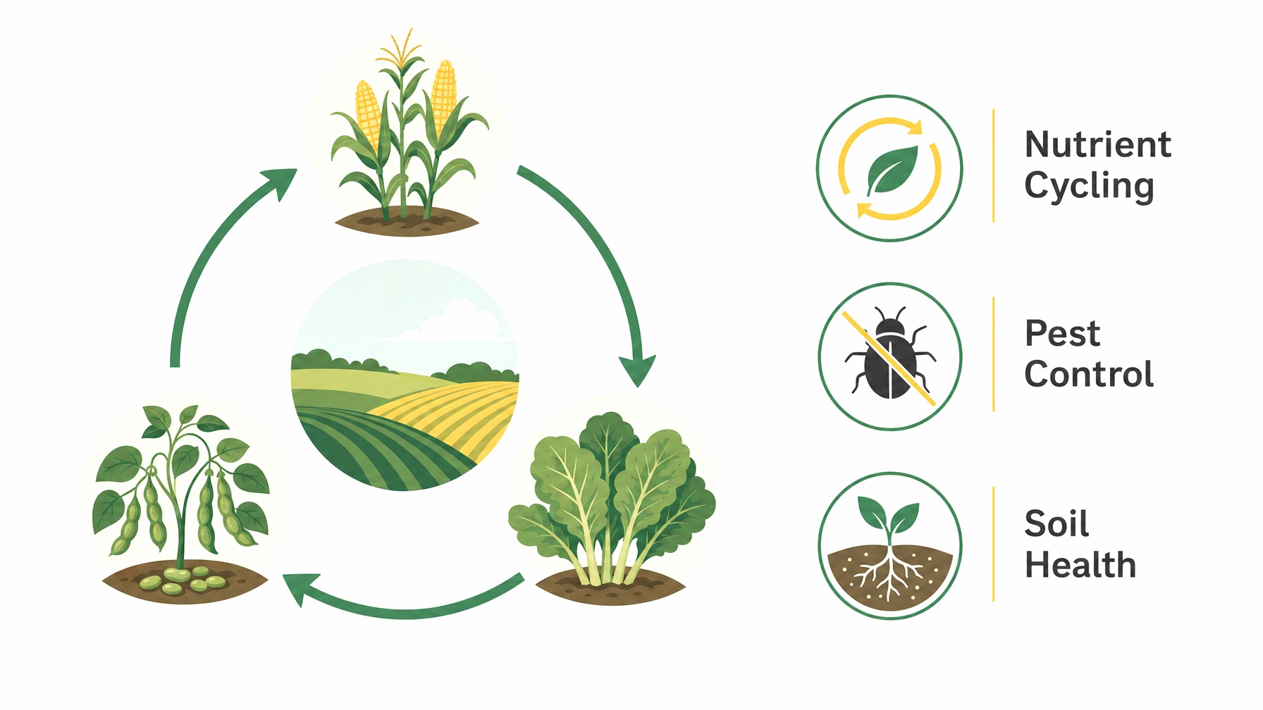 Infographic showing benefits of crop rotation in organic farming.