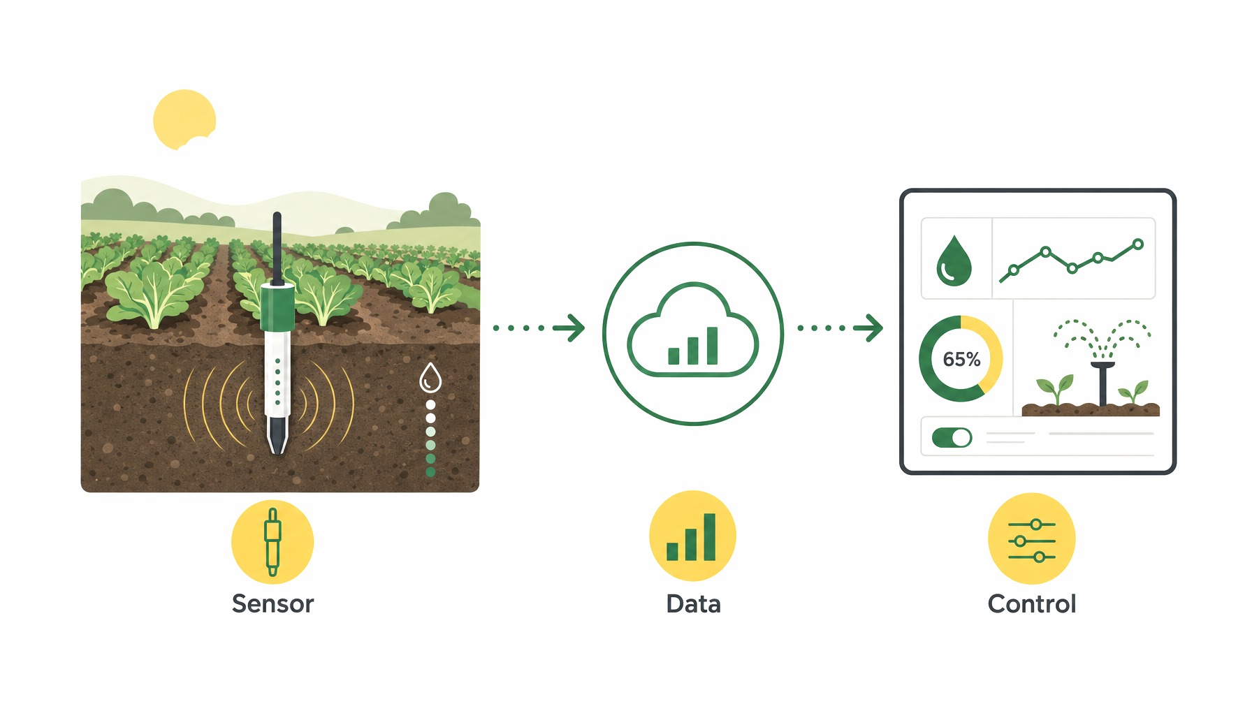 Infographic illustrating soil moisture monitoring technology.
